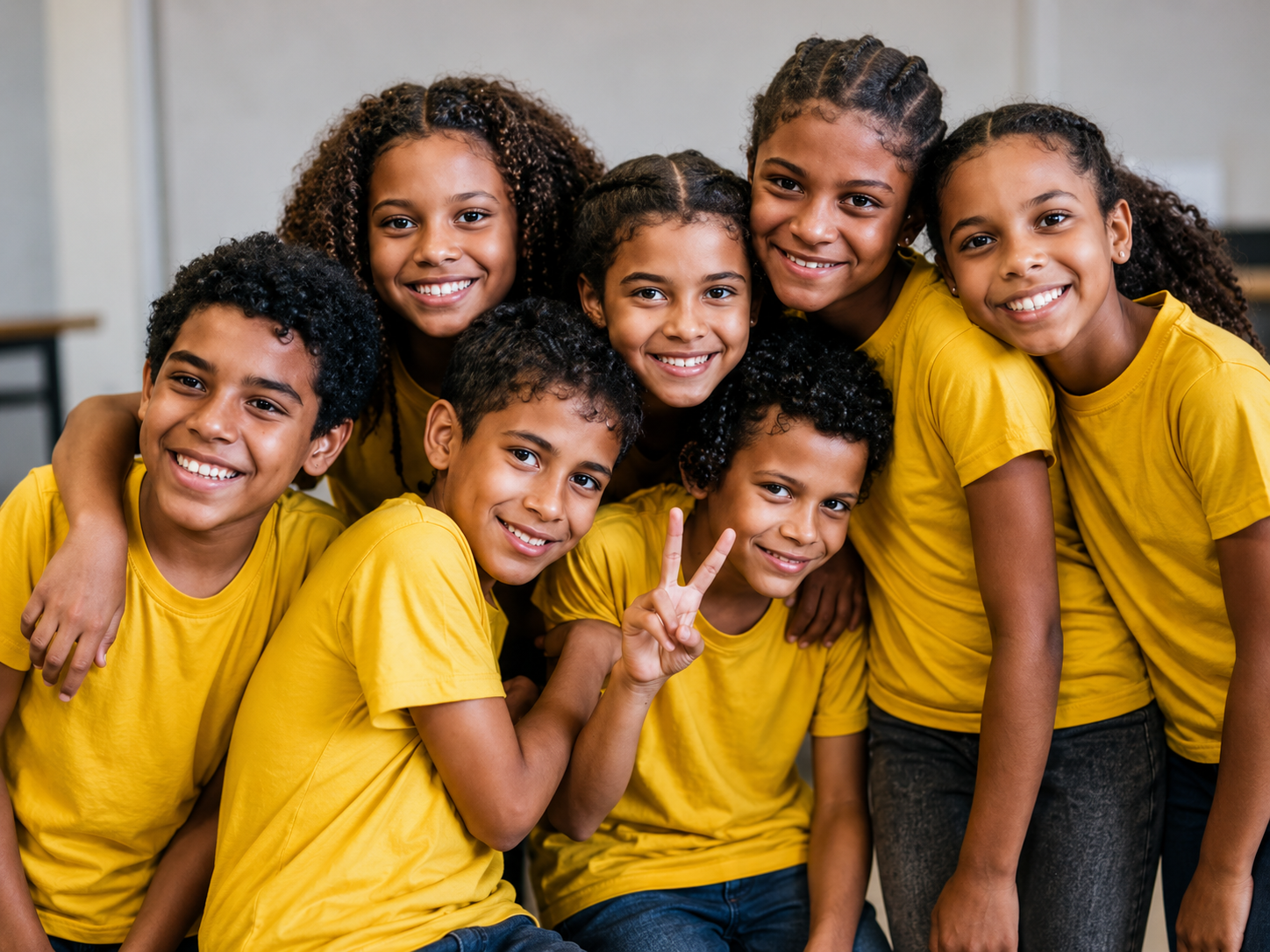 Grupo de crianças sorrindo
